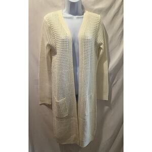 Knee-Length Loose Stitch Open Ivory Cardigan - NWT - Size L